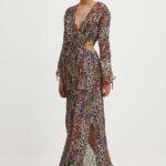 HUGO rochie culoarea maro, maxi, drept, 50516773