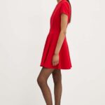 MSGM rochie culoarea rosu, ini, evazati, 3741MDA04.247621