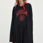 MSGM rochie in bumbac culoareinegru, ini, oversize, 3741MDA78.247798