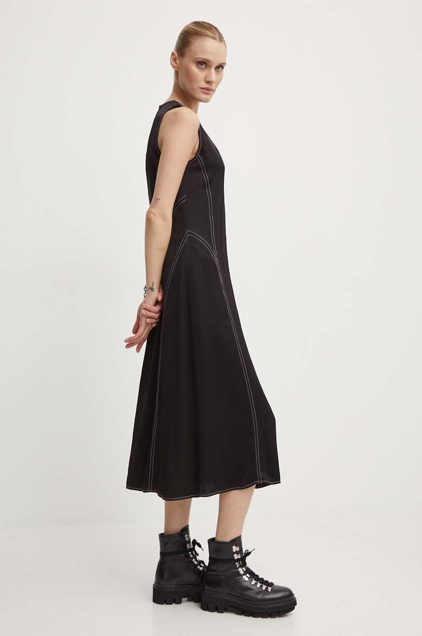 AW24-SUD0C4-99X_F1 Day Birger et Mikkelin rochie Becca - Fluid Viscose RD culoareinegru, midi, drept, DAY65243203 - imagine 1