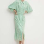 Day Birger et Mikkelin rochie Laurie - Daily Classic Stripe RD culoarea verde, midi, evazati, DAY65243267