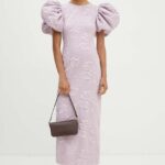Rotate rochie Jacquard culoarea roz, maxi, mulata, 1127671433