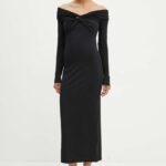 Rotate rochie Off Shoulder Dress culoareinegru, midi, drept, 113026100