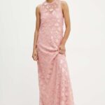 Rotate rochiino Sleeve Maxi Dress culoarea roz, maxi, evazati, 1132211922