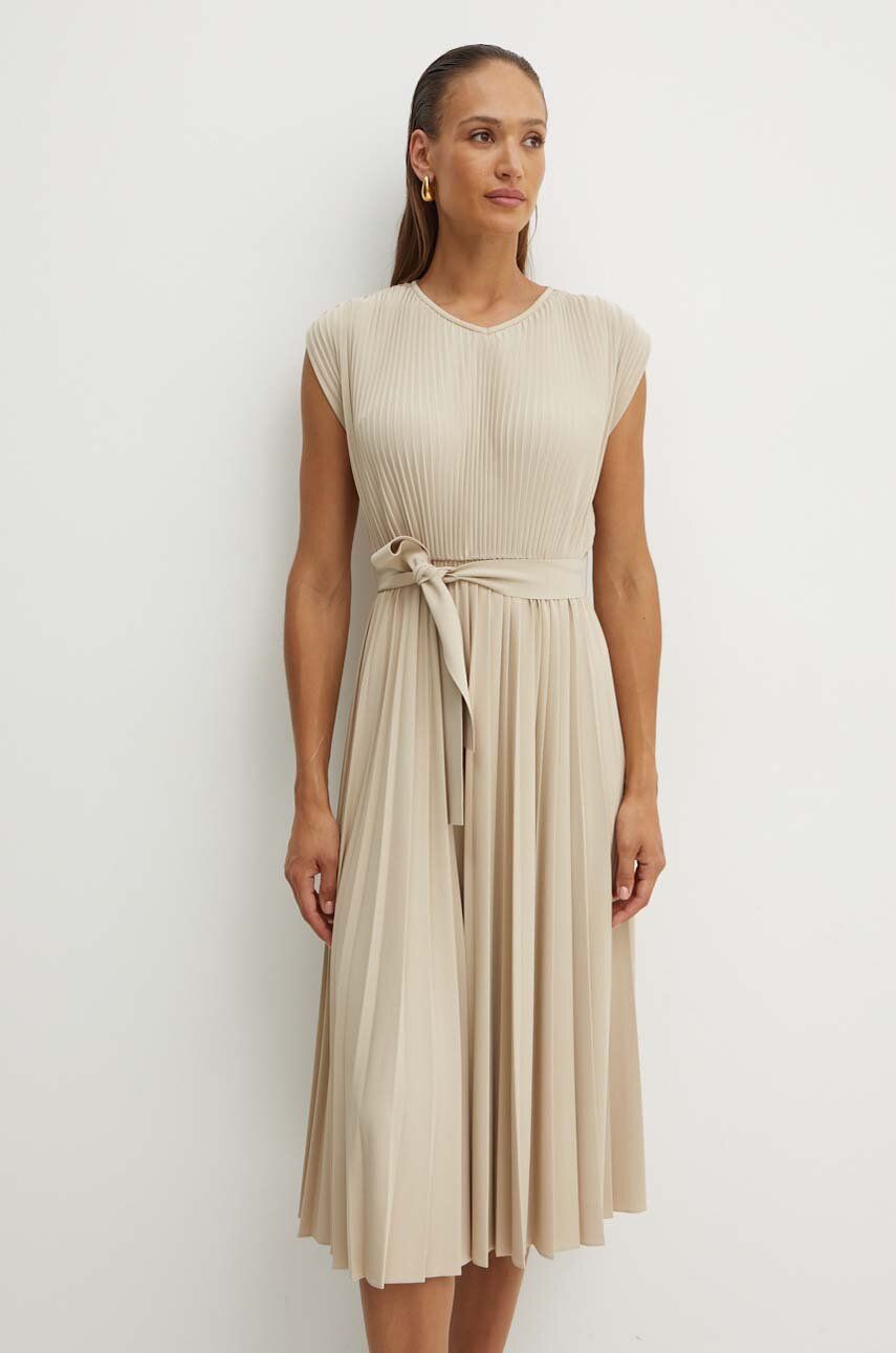 AW24-SUD0EM-80X_F1 Max Mara Leisure rochie culoarea bej, midi, evazati, 2426626077600 - imagine 1