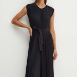 Max Mara Leisure rochie culoareinegru, midi, evazati, 2426626077600