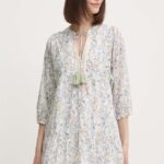 Pepe Jins rochie in bumbac MAISIE culoarea bej, ini, evazati, PL953563