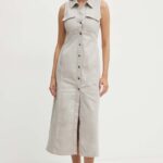 MAX&Co. rochie jins culoarea gri, midi, drept, 2426226131200