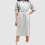 AllSints rochie in bumbac OSA inIM culoarea argitiu, midi, drept, W080DA