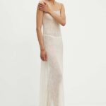Gestuz rochie culoarea bej, maxi, drept, 10909346