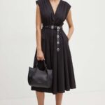 MICHAEL Michael Kors rochie culoareinegru, midi, evazati, MT482F5F4C