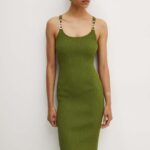 MICHAEL Michael Kors rochie culoarea verde, ini, mulata, MT482IL33D