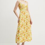 Bardot rochie LILAH culoarea galin, maxi, evazati, 58546DB6