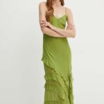 Bardot rochie inTARA culoarea verde, maxi, evazati, 59419DB