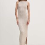 La inia rochie culoarea bej, maxi, mulata, LOU