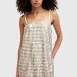 AllSints rochie OPEinE EMB DRESS culoarea auriu, ini, drept, W008DA