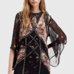 AllSints rochie LUCIA KORA DRESS culoareinegru, ini, drept, W103DA