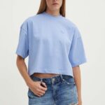 Hugo Blue tricou din bumbac femei, culoarea turcoaz, 50520155