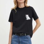 MSGM tricou din bumbac femei, culoarea negru, 3741MDM139.247798