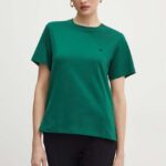Weekend Max Mara tricou din bumbac femei, culoarea verde, 2425976021600