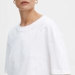 Armani Exchange tricou din bumbac femei, culoarea alb, 6DYT02 YJNNZ