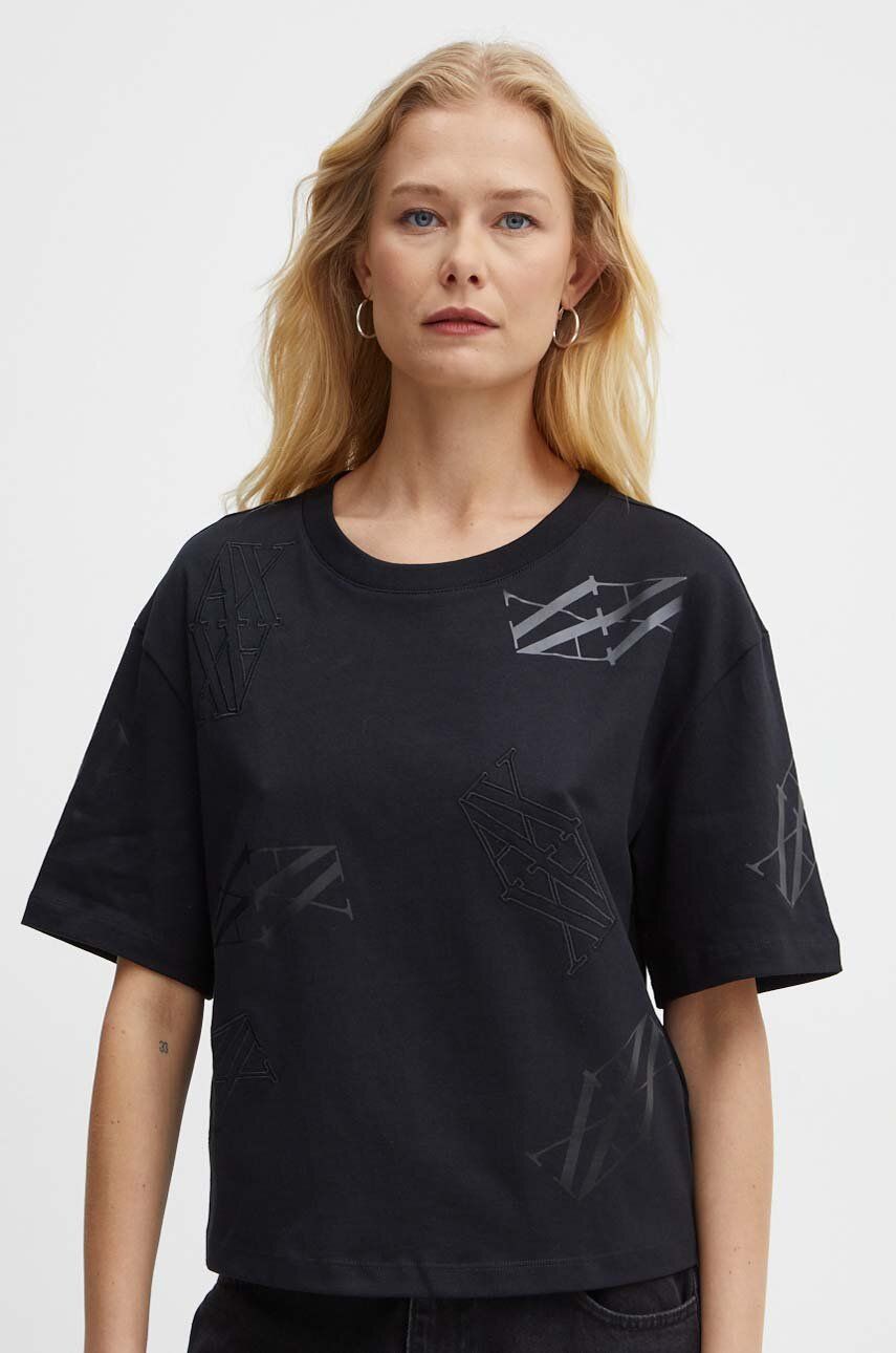 AW24-TSD061-99X_F1 Armani Exchange tricou din bumbac femei, culoarea negru, 6DYT02 YJNNZ - imagine 1