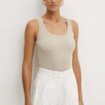 Max Mara Leisure top femei, culoarea bej, 2426366017600