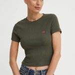Levi's tricou femei, culoarea verde, cu turtleneck, A7419