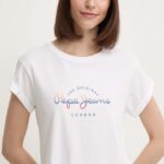 Pepe Jeans tricou din bumbac EVETTE femei, culoarea alb, PL505880