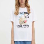 Moschino Jeans tricou din bumbac femei, culoarea alb, 0708.8237