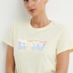 Levi's tricou din bumbac femei, culoarea galben, 17369