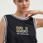 Karl Lagerfeld Jeans top femei, culoarea negru, 245J1702