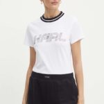 Karl Lagerfeld tricou din bumbac femei, culoarea alb, 245W1707