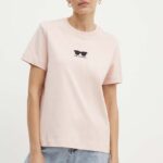 Karl Lagerfeld tricou din bumbac femei, culoarea roz, 245W1717