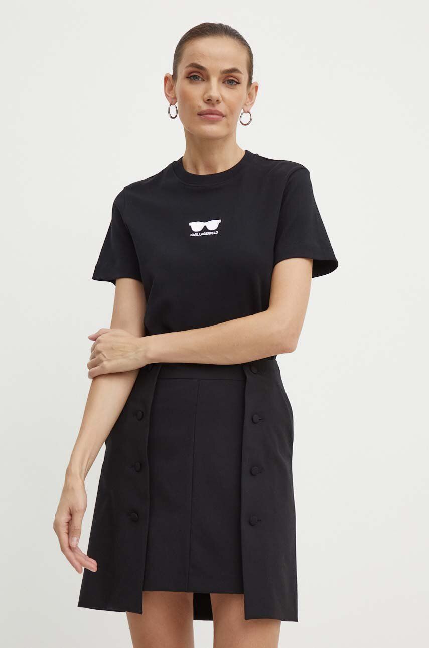 AW24-TSD0E3-99X_F1 Karl Lagerfeld tricou din bumbac femei, culoarea negru, 245W1717 - imagine 1