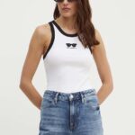 Karl Lagerfeld top femei, culoarea alb, 245W1719