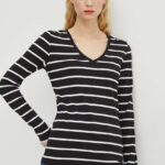 Medicine longsleeve din bumbac femei, culoarea negru