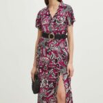 Mediine rochie culoarea roz, maxi, evazati