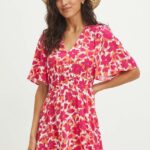 Mediine rochie culoarea roz, ini, evazati
