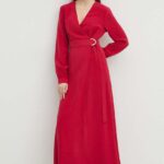 Mediine rochie culoarea rosu, midi, evazati