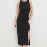 Mediine rochie culoareinegru, midi, evazati