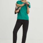 Medicine tricou din bumbac femei, culoarea verde