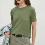 Medicine tricou din bumbac femei, culoarea verde