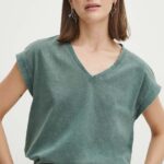 Medicine tricou din bumbac femei, culoarea verde