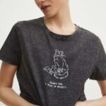 Medicine tricou din bumbac femei, culoarea gri