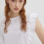 Medicine tricou din bumbac femei, culoarea alb