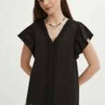 Medicine tricou din bumbac femei, culoarea negru