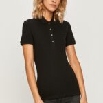 Lacoste tricou femei, culoarea negru, cu guler PF5462-001