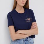 Gant Tricou femei, culoarea albastru marin