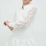 Bardot rochie culoarea alb, ini, drept